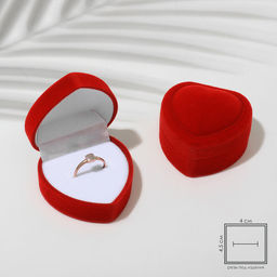 Футляр под кольцо, серьги Сердце с рамкой из точек, бархатный, 5?5 см (0.5 см ), красный