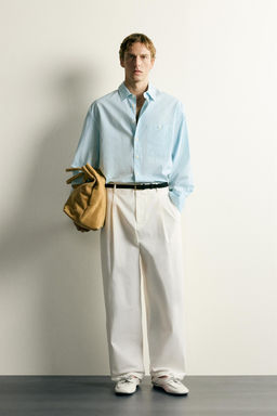 CAMISA BOXY FIT RAYAS / Verde agua