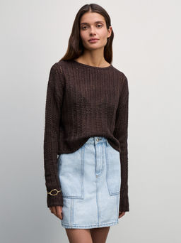 Джинсовая юбка мини с накладными карманами / Zarina