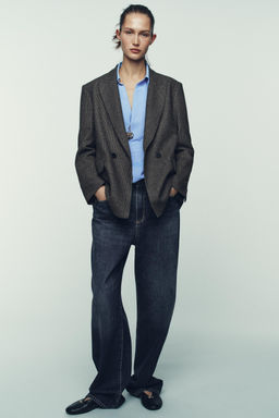 OVERSIZE DOUBLE-BREASTED CHECK BLAZER WITH WOOL