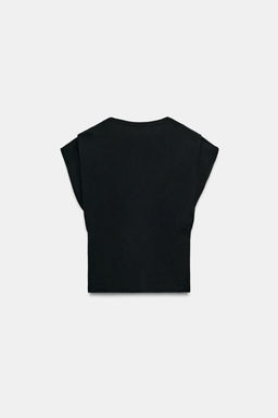 CAMISETA ESCOTE PICO ALGOD?N / Negro - Zara фото 6