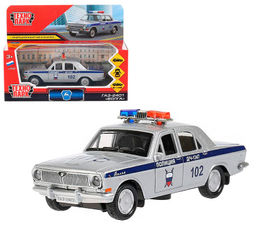 Технопарк. Газ-2401 "Волга. Полиция" 12 см, металл, инерц., серебристый в кор. арт.2401-12POL-SR