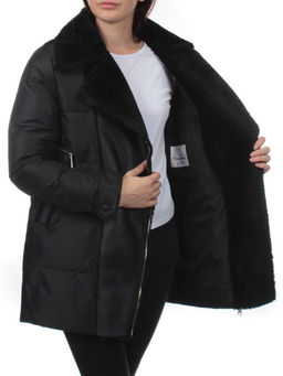 033 BLACK Куртка зимняя облегченная женская (холлоффайбер 150 гр., искусственная дубленка) - Fashion фото 9