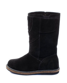 Монголки женские на войлочной подошве., Черные. Замша. Молния. Подклад овчина.