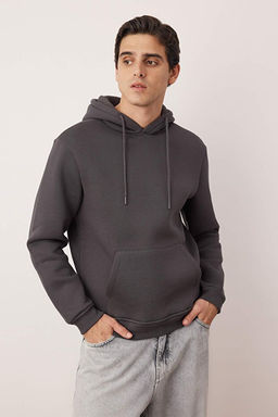 Antrasit Regular/Normal Kesim Kap__onlu __i Polar/S_cak Tutan Sweatshirt TMNAW20SW0163