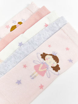 Bask?l? K?z Bebek Soket ?orap 5li