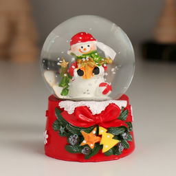Цена за 12 шт. Снежный шар стеклянный «Новогодний персонаж с бантом, ёлочкой», 4.7×4.7×6.5 см, МИКС