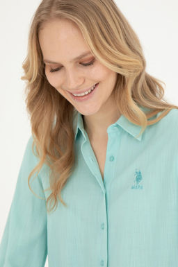 Женская рубашка зеленого цвета с длинным рукавом - U.s. polo assn фото 9