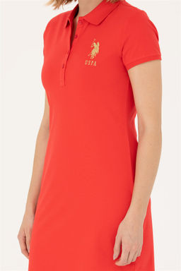 Женское красное трикотажное платье - U.s. polo assn фото 6
