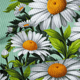 Полотенце 50*60 см вафельное (Ромашки, зеленый)