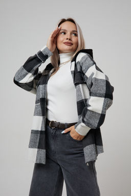 Рубашка женская в клетку с капюшоном РЖКК-01