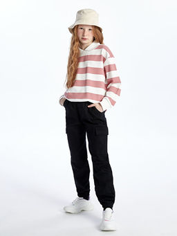 Beli Lastikli K?z ?ocuk Kargo Jogger Pantolon