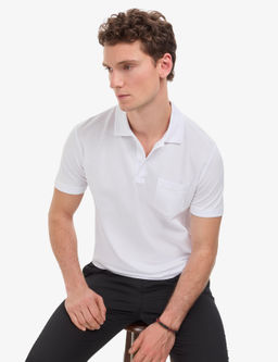 Beyaz Regular Fit %100 Pamuk K_vr_lmaz Polo Yaka Basic Ti__rt