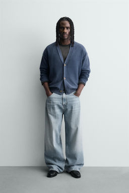 C?RDIGAN RELAXED FIT LAVADO / Azul