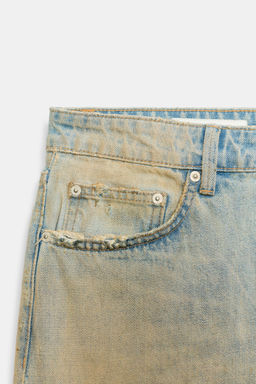 BERMUDA JORTS BAGGY DENIM TRF ROTOS / Azul lavado - Zara фото 3