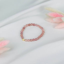 Браслет из Клубничного кварца со вставкой сердце 16 см