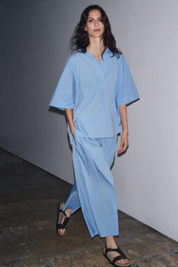 ZW COLLECTION POPLIN DARTED TROUSERS