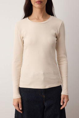 Tas Fitilli Esnek Uzun Kollu Bisiklet Yaka Orme Bluz TWOAW26BZ00313