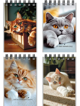 Цена за 5 шт. Блокнот А7 40л. на гребне "Милые коты -3" ("Prof-Press", Б40-9336)