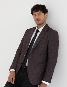 Bordo Ekstra Slim Fit Y_n Kar___ml_ Blazer Ceket