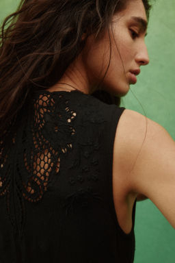 Vestido en mezcla de lino con falda burbuja - H&m фото 3