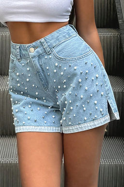 Mavi Inci Detayl? Yuksek Bel City Boy Denim Sort TWOSS25SR00099 - Trendyolmilla фото 2