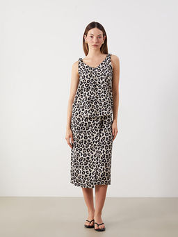 V Yaka Leopar Desenli Kad?n Bluz