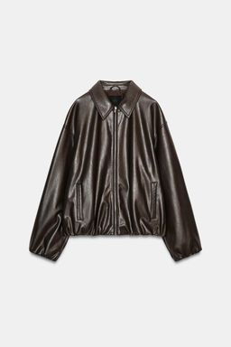 LEATHER EFFECT JACKET WITH ELASTICATED DETAILS - Zara фото 5