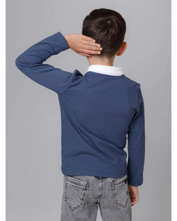 Футболка Поло д/м длинный рукав, цвет серый-белый, 100% х/б - 5+ фото 2