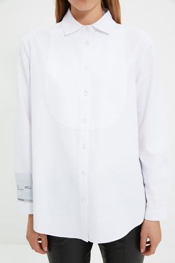 Trendyolmilla X Sagaza Studio Beyaz Dokuma Poplin Gomlek TPRAW22GO1061  фото 4