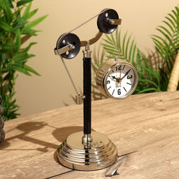 Настольные часы, 32×22 см, диаметр часов 8 см, латунь