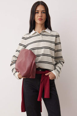 Cok Renkli Cizgili Polo Yaka Fitted/Vucuda Oturan Orme T-Shirt TWOAW26TS00026