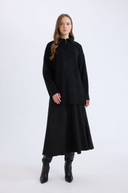 A Kesim Basic Duz Suet Midi Etek