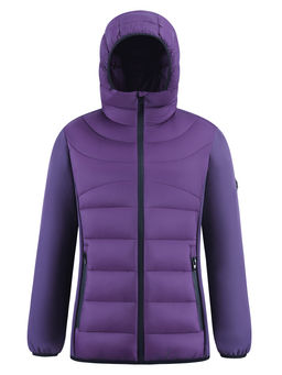 Куртка женская гибридная стёганая с капюшоном с графеновой подкладкой фиолетового цвета 9630_1F