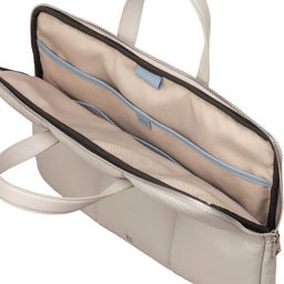 Итальянская кожаная сумка-портфель для ноутбука DuDu серии Togean | жемчужный серый