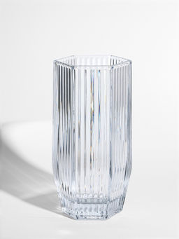Ваза для цветов «Эдисон», линии, 28×13.5 см, стекло, прозрачная