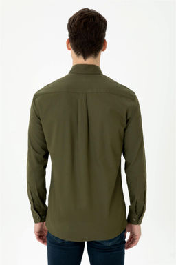 Мужская рубашка цвета хаки с длинным рукавом - U.s. polo assn фото 5