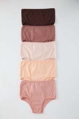 TRENDYOLMILLA Kahverengi-Cok Renkli 5li Paket Pamuklu Yuksek Bel Klasik Orme Kulot THMSS25KU00030  фото 5