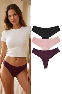 Pembe-Cok Renkli 3lu Micro Bask?l? Tanga Kulot THMAW26KU00042 - Trendyolmilla фото 5