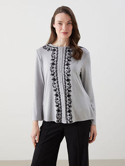 Bisiklet Yaka ?i?ekli Kad?n H?rka