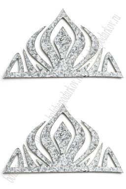 Лазерная вырубка из кожзама "Корона №2" 14*9 см (5 шт) серебро, несклеенная