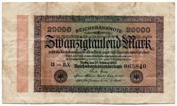 Банкнота 20000 марок 1923 года Германия