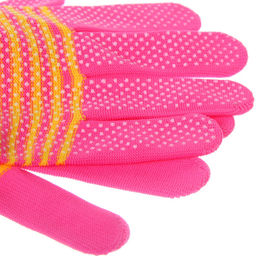 Цена за 12 шт. Перчатки нейлоновые "Садовник" с ПВХ точкой, розовые 8 р-р ДоброСад