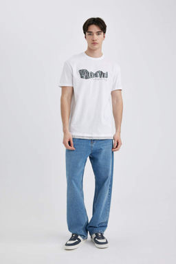 Футболка стандартного кроя с круглым вырезом и короткими рукавами с принтом - Defacto фото 2