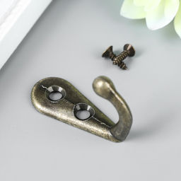Цена за 2 шт. Крючок для ключниц декоративный «Простой», под бронзу, (набор 4 шт.), 3×1.8 см