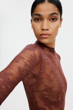 Body de manga larga en encaje - H&m фото 3