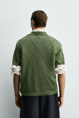 OPENWORK TEXTURED KNIT POLO SHIRT - Zara фото 11