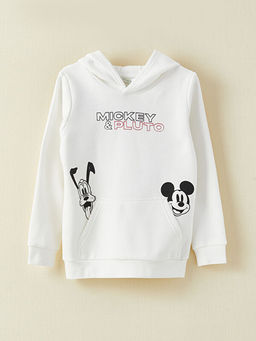 Kap??onlu Mickey Mouse Bask?l? Uzun Kollu Erkek ?ocuk Sweatshirt