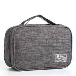 Косметичка-несессер дорожная на молнии, с крючком, с ручкой, серая