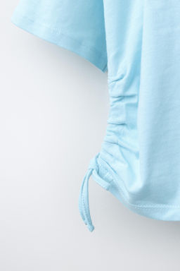 CAMISETA TEXTO FRUNCIDO / Azul claro - Zara фото 4